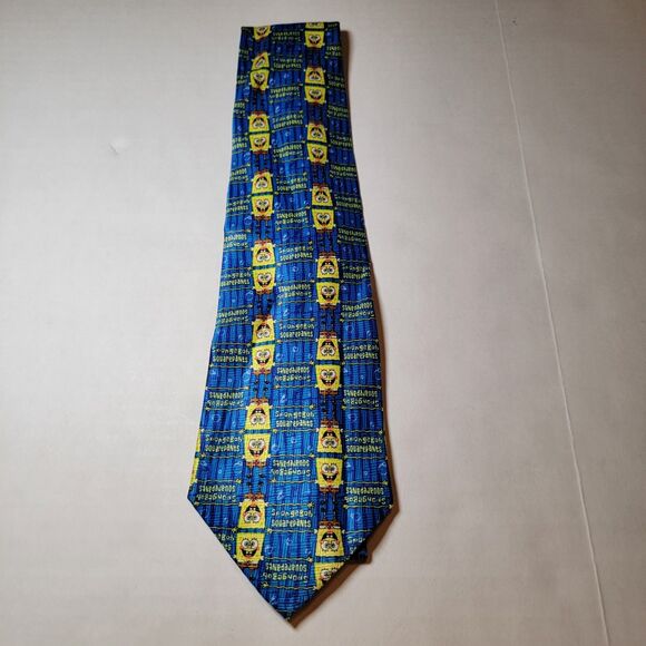 Nickelodeon Tie Navy Blue Sponge Bob Square Pants - 100% Polyester - Picture 2 of 4